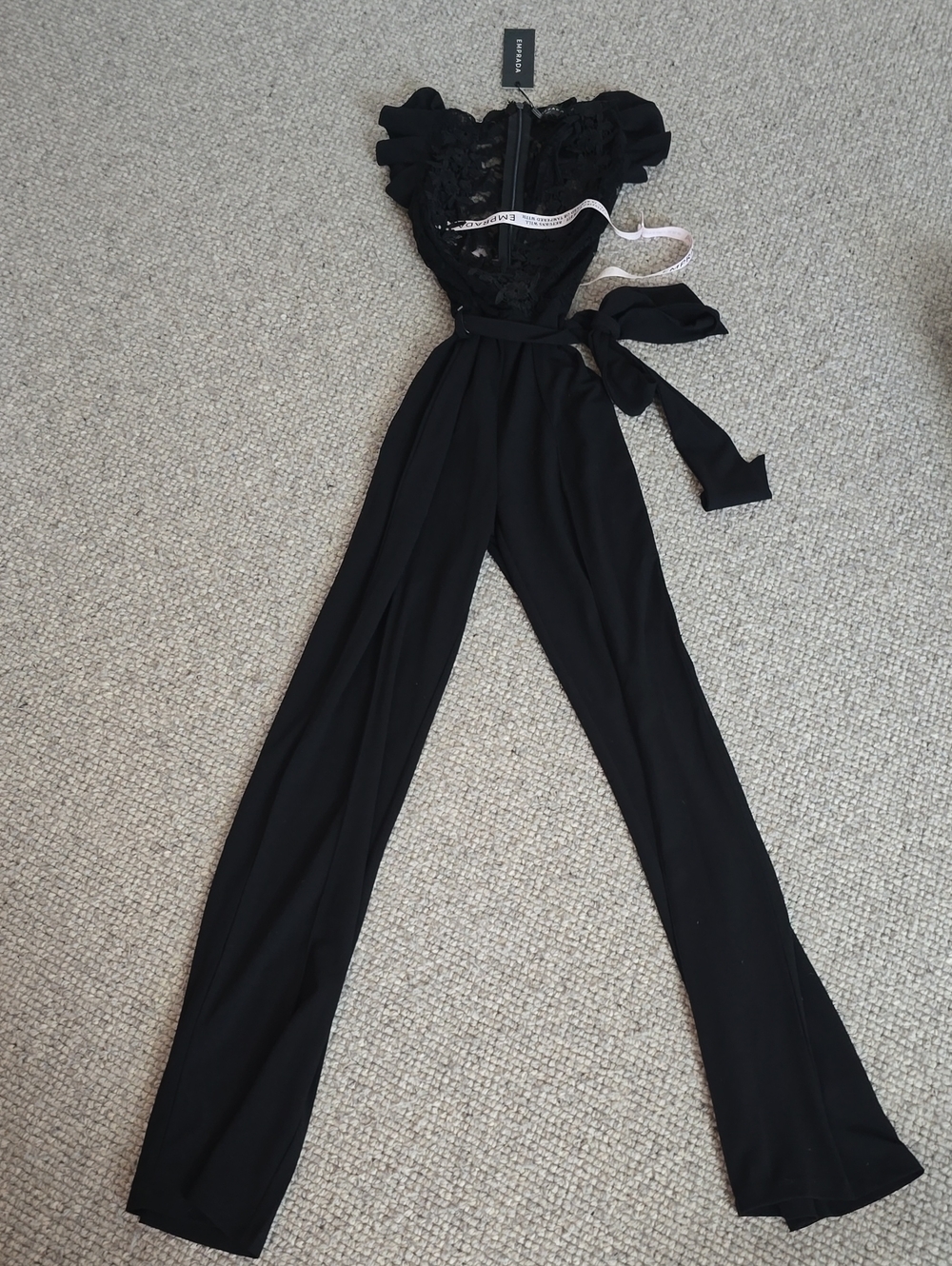 Brand New With Tags/ Emprada Jumper Sz: Xs, Black, Lace Bodice, Solid Pant.